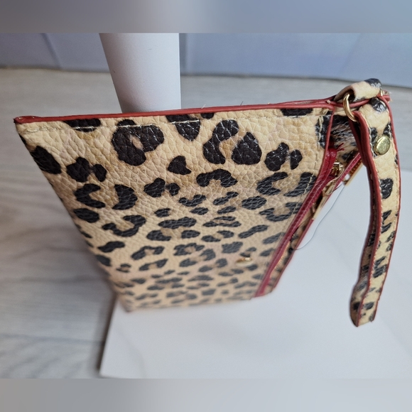 Chico's 2 Pieces Lepord Print and Red Wristlet Clutches Gold Hardware - Picture 9 of 10